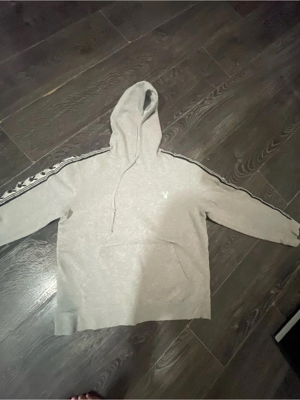 PLAYBOY Gray Mens Hoodie with Black Logo Trim Size Small